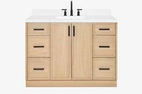 Ariel kelly 49 inch single rectangle sink bathroom vanity with carrara marble countertop 1.5 inch edge