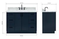 Ariel kelly 49 inch single rectangle sink bathroom vanity with carrara marble countertop 1.5 inch edge