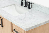Ariel kelly 49 inch single rectangle sink bathroom vanity with carrara marble countertop 1.5 inch edge