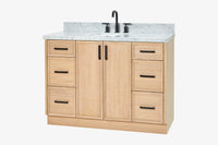 Ariel kelly 49 inch single rectangle sink bathroom vanity with carrara marble countertop 1.5 inch edge