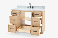 Ariel kelly 49 inch single rectangle sink bathroom vanity with carrara marble countertop 1.5 inch edge
