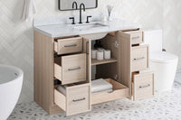 Ariel kelly 49 inch single rectangle sink bathroom vanity with carrara marble countertop 1.5 inch edge
