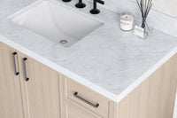 Ariel kelly 49 inch single rectangle sink bathroom vanity with carrara marble countertop 1.5 inch edge