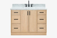 Ariel kelly 49 inch single rectangle sink bathroom vanity with carrara marble countertop 1.5 inch edge