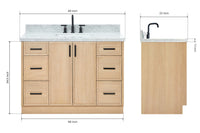 Ariel kelly 49 inch single rectangle sink bathroom vanity with carrara marble countertop 1.5 inch edge