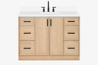 Ariel kelly 49 inch single rectangle sink bathroom vanity with carrara marble countertop 1.5 inch edge