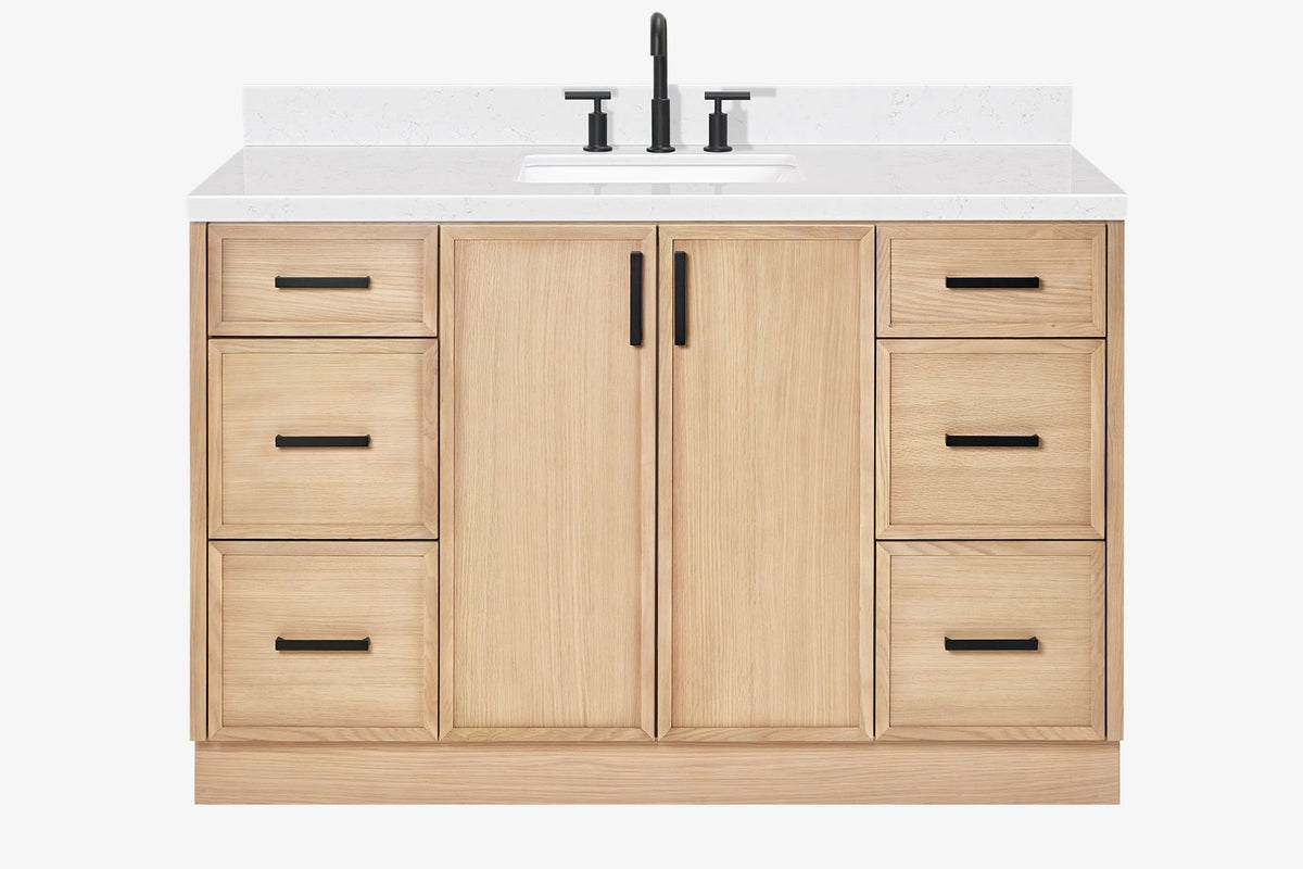 Ariel kelly 55 inch single rectangle sink bathroom vanity with countertop 1.5 inch edge