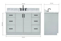 Ariel kelly 55 inch single rectangle sink bathroom vanity with countertop 1.5 inch edge