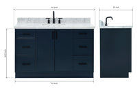 Ariel kelly 55 inch single rectangle sink bathroom vanity with countertop 1.5 inch edge