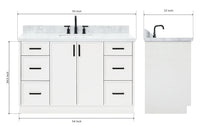 Ariel kelly 55 inch single rectangle sink bathroom vanity with countertop 1.5 inch edge