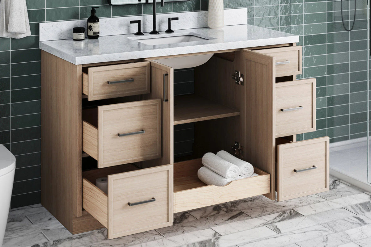 Ariel kelly 55 inch single rectangle sink bathroom vanity with countertop 1.5 inch edge