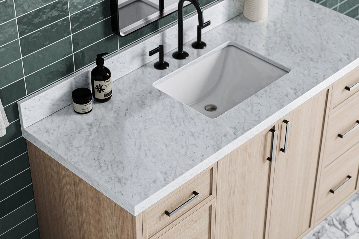 Ariel kelly 55 inch single rectangle sink bathroom vanity with countertop 1.5 inch edge