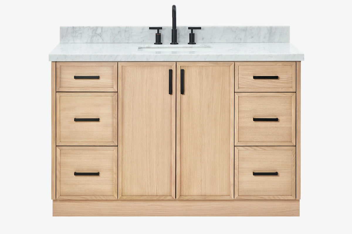 Ariel kelly 55 inch single rectangle sink bathroom vanity with countertop 1.5 inch edge