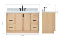 Ariel kelly 55 inch single rectangle sink bathroom vanity with countertop 1.5 inch edge