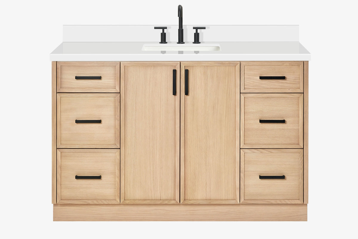 Ariel kelly 55 inch single rectangle sink bathroom vanity with countertop 1.5 inch edge