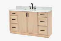 Ariel kelly 61 inch single rectangle sink bathroom vanity with marble countertop 1.5 inch edge