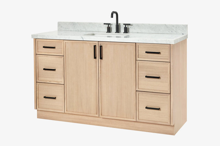 Ariel kelly 61 inch single rectangle sink bathroom vanity with marble countertop 1.5 inch edge