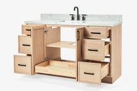 Ariel kelly 61 inch single rectangle sink bathroom vanity with marble countertop 1.5 inch edge