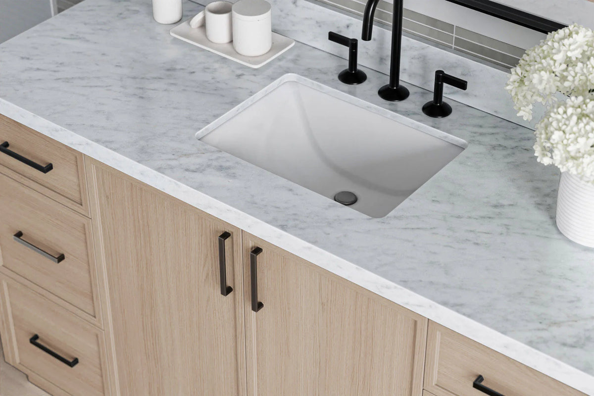 Ariel kelly 61 inch single rectangle sink bathroom vanity with marble countertop 1.5 inch edge