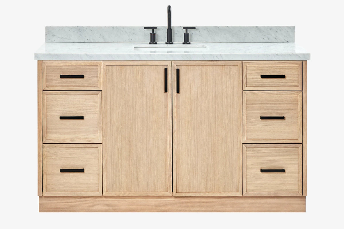 Ariel kelly 61 inch single rectangle sink bathroom vanity with marble countertop 1.5 inch edge