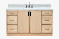 Ariel kelly 61 inch single rectangle sink bathroom vanity with marble countertop 1.5 inch edge