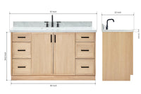 Ariel kelly 61 inch single rectangle sink bathroom vanity with marble countertop 1.5 inch edge