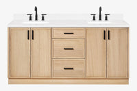 Ariel kelly 73 inch double rectangle sink bathroom vanity with countertop 1.5 inch edge