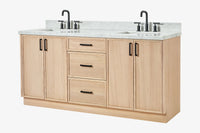 Ariel kelly 73 inch double rectangle sink bathroom vanity with countertop 1.5 inch edge