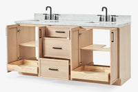Ariel kelly 73 inch double rectangle sink bathroom vanity with countertop 1.5 inch edge