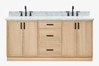Ariel kelly 73 inch double rectangle sink bathroom vanity with countertop 1.5 inch edge
