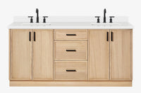 Ariel kelly 73 inch double rectangle sink bathroom vanity with countertop 1.5 inch edge