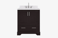 Ariel stafford 30.5 in. single rectangle sink vanity with carrara white marble countertop w/0.75" edge in white