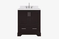 Ariel stafford 30.5 in. single rectangle sink vanity with carrara white marble countertop w/0.75" edge in white