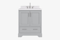 Ariel stafford 30.5 in. single rectangle sink vanity with carrara white marble countertop w/0.75" edge in white