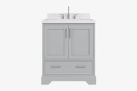 Ariel stafford 30.5 in. single rectangle sink vanity with carrara white marble countertop w/0.75" edge in white
