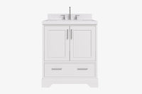 Ariel stafford 30.5 in. single rectangle sink vanity with carrara white marble countertop w/0.75" edge in white