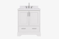 Ariel stafford 30.5 in. single rectangle sink vanity with carrara white marble countertop w/0.75" edge in white