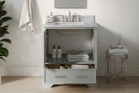 Ariel stafford 30.5 in. single rectangle sink vanity with carrara white marble countertop w/0.75" edge in white