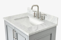 Ariel stafford 30.5 in. single rectangle sink vanity with carrara white marble countertop w/0.75" edge in white