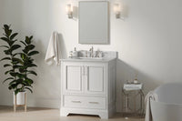 Ariel stafford 30.5 in. single rectangle sink vanity with carrara white marble countertop w/0.75" edge in white