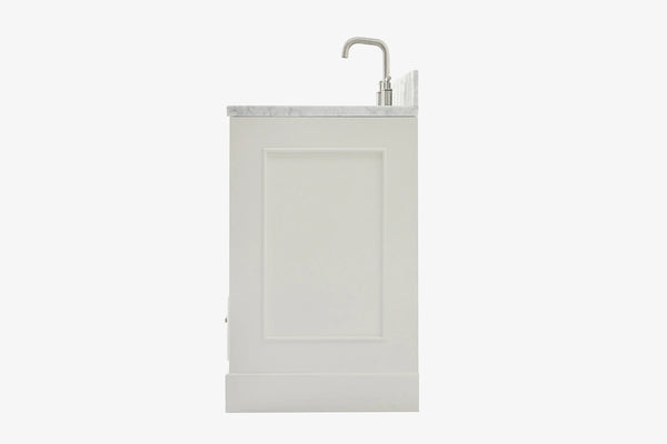 Ariel stafford 30.5 in. single rectangle sink vanity with carrara white marble countertop w/0.75" edge in white