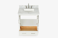 Ariel stafford 30.5 in. single rectangle sink vanity with carrara white marble countertop w/0.75" edge in white