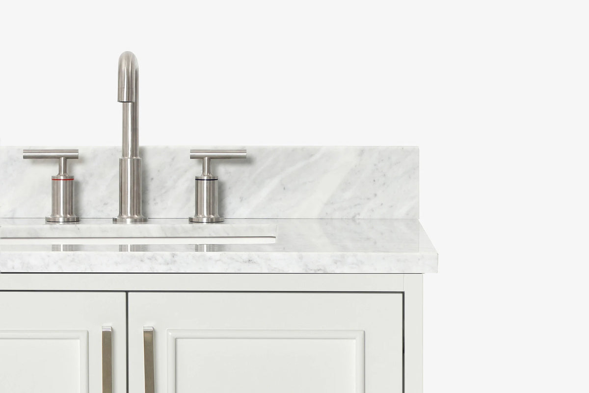 Ariel stafford 30.5 in. single rectangle sink vanity with carrara white marble countertop w/0.75" edge in white