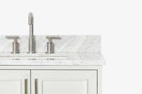 Ariel stafford 30.5 in. single rectangle sink vanity with carrara white marble countertop w/0.75" edge in white