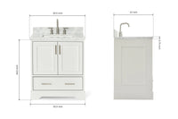 Ariel stafford 30.5 in. single rectangle sink vanity with carrara white marble countertop w/0.75" edge in white