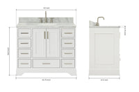 Skip to the beginning of the images gallery Ariel stafford 43 inch single oval sink vanity with carrara white marble countertop w/0.75" edge in white