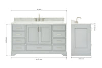 Ariel stafford 61 inch single oval sink vanity with carrara white marble countertop w/0.75" edge in midnight blue