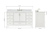 Ariel stafford 61 inch single oval sink vanity with carrara white marble countertop w/0.75" edge in midnight blue
