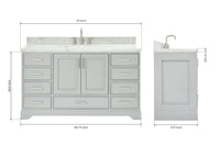 Ariel stafford 61 inch single rectangle sink vanity with carrara white marble countertop w/1.5" edge in white