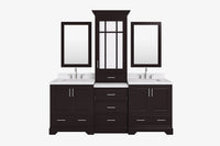 Ariel stafford 85 in. double rectangle sink vanity set with 1.5 in. carrara white marble countertops in white